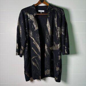 Kasper 2 Piece Black w/Gold Design.Sleeveless Top Size M Coat Long Sleeve Size M
